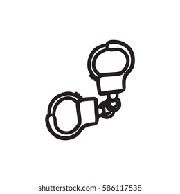 Icono de esbozo vectorial de esposas aislado en el fondo. Icono de esposas dibujadas a mano. Icono de boceto esposado para infografía, sitio web o aplicación.