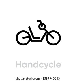 Handcycle sport activity icon. Editable stroke