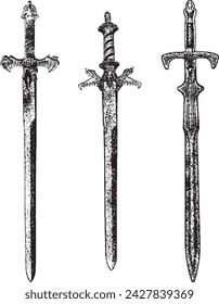 handdraw 3 sword for combat