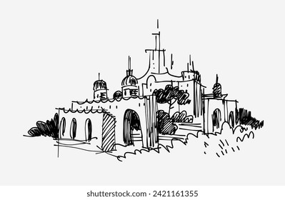 Hand-draw architecture vector image doodle
