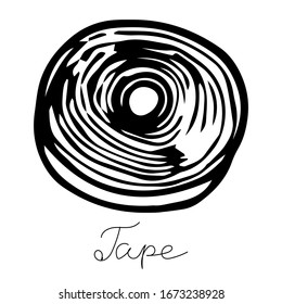 A hand-draw black vector illustration of insulating tape locksmith tool isolated on a white background with lettering tape