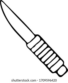 Ilustración vectorial negra dibujada a mano de la herramienta metálica de cuchillos aislada en un fondo blanco