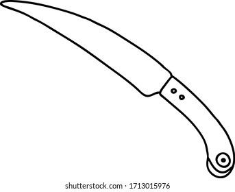 Eine handgezeichnete schwarze Vektorillustration-Illustration von Metallmesser für Küchen- und Gartenarbeit einzeln auf weißem Hintergrund