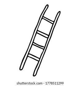 Hand-draw black vector illustration of metallic or wooden ladder isolated on a white background