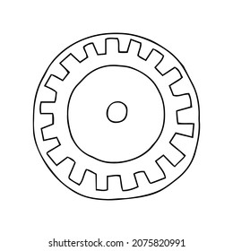 A hand-draw black vector illustration of metallic locksmith tool isolated on a white background with lettering nut