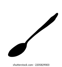 Hand-draw black vector illustration of metallic spoon isolated on a white background