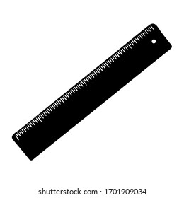 A Hand-draw black vector illustration of plastic ruler items isolated on a white background