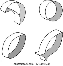 A Hand-draw black vector illustration of stainless steel cookie molds tool set isolated on a white background