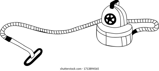 A Hand-draw black vector illustration of a vacuum cleaner isolated on a white background
