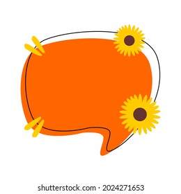 handdraw cloud speech bubble design cartoon art with flower