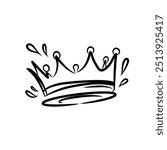 Handdraw crown doodle icon. Vector illustration