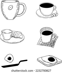 Handdraw doodle of breakfast's menu