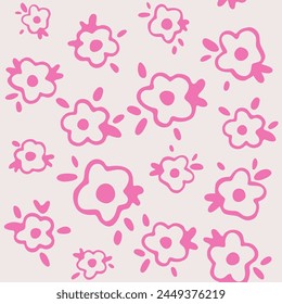 Handdraw flower illustration.  Simple contour vector pattern for cosmetics, perfumeries, packaging and postcard.