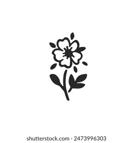 Handdraw flower illustration. Simple contour vector illustration for cosmetics, perfumeries, packaging and postcard.