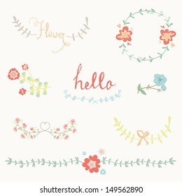 Hand-draw graphic flower set