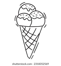 handdraw ice cream doodle. illustration isolated on white background 