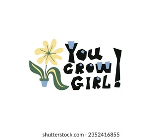 handdraw illustration humor guote with abstract flower