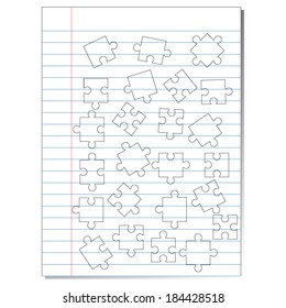 Hand-draw jigsaw on notebook.