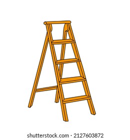 A Hand-draw orange vector illustration of metallic or wooden ladder isolated on a white background