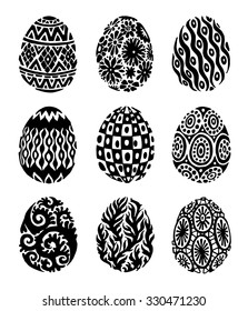 handdraw of set of Easter eggs in abstract style(black color),vector illustration