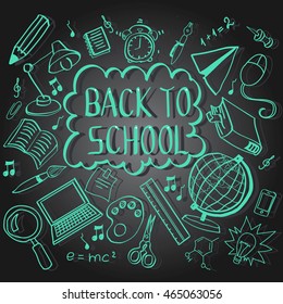 hand-draw sketch back to school in black