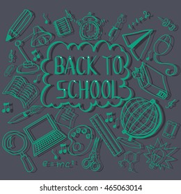 hand-draw sketch back to school in the grey