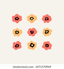 Handdraw stylized flower bud. Modern vector design sign. 60s and 70s Retro style.