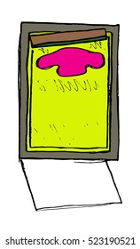 Hand-draw vector icon of screen printing frame with spatula and color