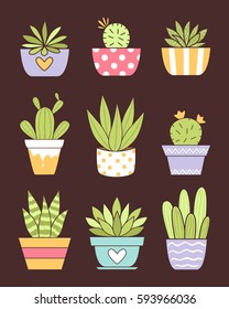 Hand-draw vector illustration with decorative room flowers.