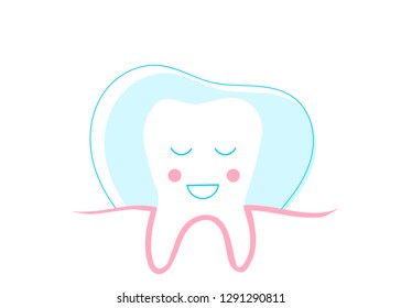 Handdraw vector illustration. Lovely healthy tooth in a gum.