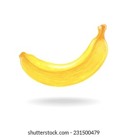 Hand-drawing banana. Colored pencils and felt-tip pens illustration. Vector.