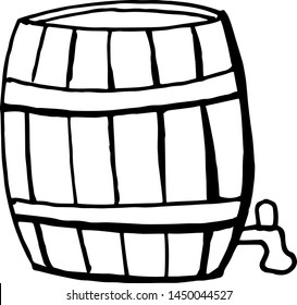 Hand-drawing a barrel of beer on a white background. Doodle vector illustration for posters, menus, festivals design