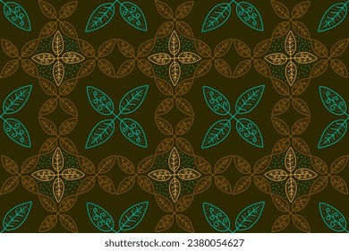 Hand-drawing batik leaf floral geometry seamless. Line art decoration design.
