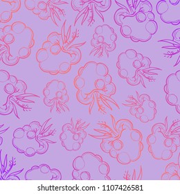 Hand-drawing botanical gradient seamless pattern with blackberry with leaves. Vector illustration for textile print, wrapping paper