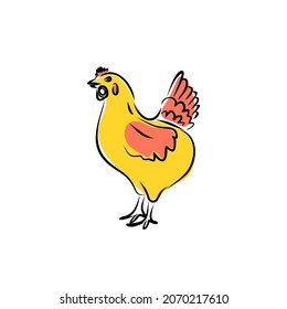 Hand-drawing chicken. Cute chicken. Vector illustration