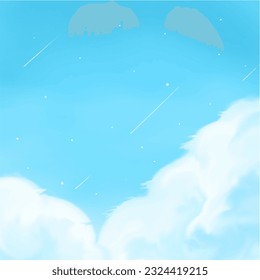 Plantilla de Instagram de Blue Sky de fondo para nube de dibujo a mano