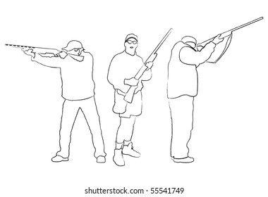 Hand-drawing collection of hunters, vector illustration