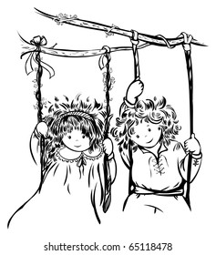 Handdrawing of  cute kids.