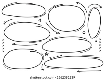 Hand-drawing doodle circles, arrows ,star and shapes.Vector Illustration