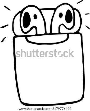 Handdrawing earpods black and white isolated. Stock vector illustration.