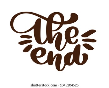 handdrawing The End Vector text lettering phrase, ornamental movie ending typography Illustration design for holiday greeting card and for photo overlays, t-shirt print, flyer, poster design