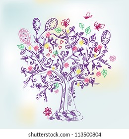 hand-drawing festive tree doodle