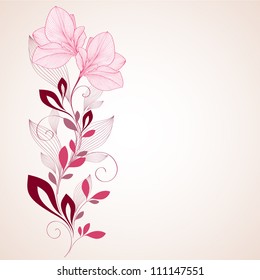 Hand-drawing floral background with flower amaryllis. Element for design. Vector illustration.