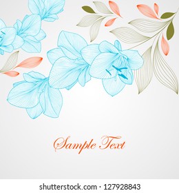 Hand-drawing floral background with flower amaryllis. Element for design. Vector illustration.