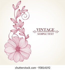 Hand-drawing floral background with flower dahlia. Element for design. Vector illustration