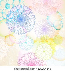 Hand-drawing floral background with flower gerbera. Element for design. Vector illustration.