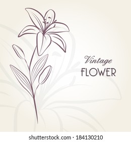 Hand-drawing floral background with flower lily