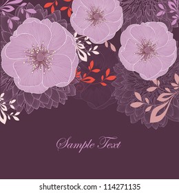 Hand-drawing floral background with flower rose. Element for design. Vector illustration.