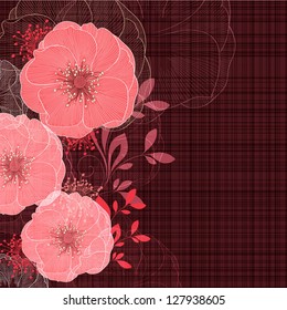 Hand-drawing floral background with flower rose. Element for design. Vector illustration.