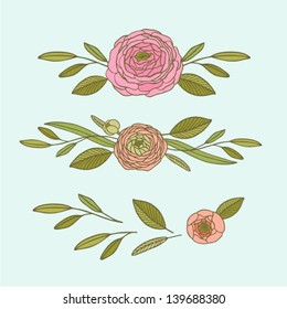 Hand-drawing floral background with flower rose. Element for design. Vector illustration.